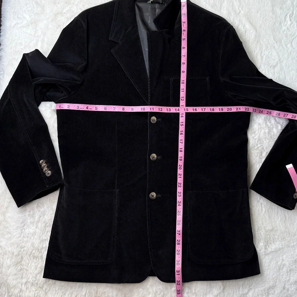 Eddie Bauer Corduroy Blazer Jacket‎ Men M 44R Black Cotton Stretch Casual Y2K